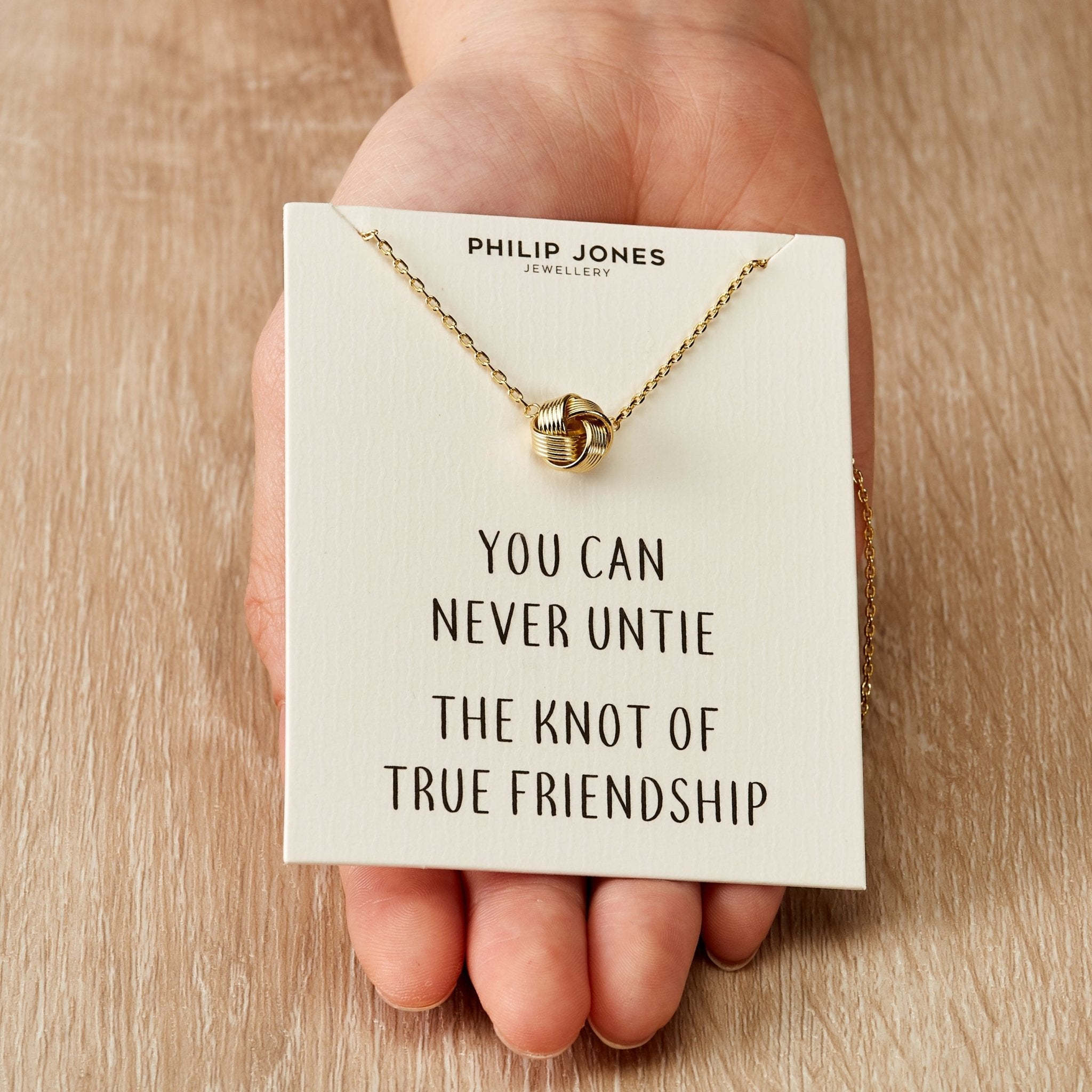Gold Plated Love Knot Necklace with Quote Card