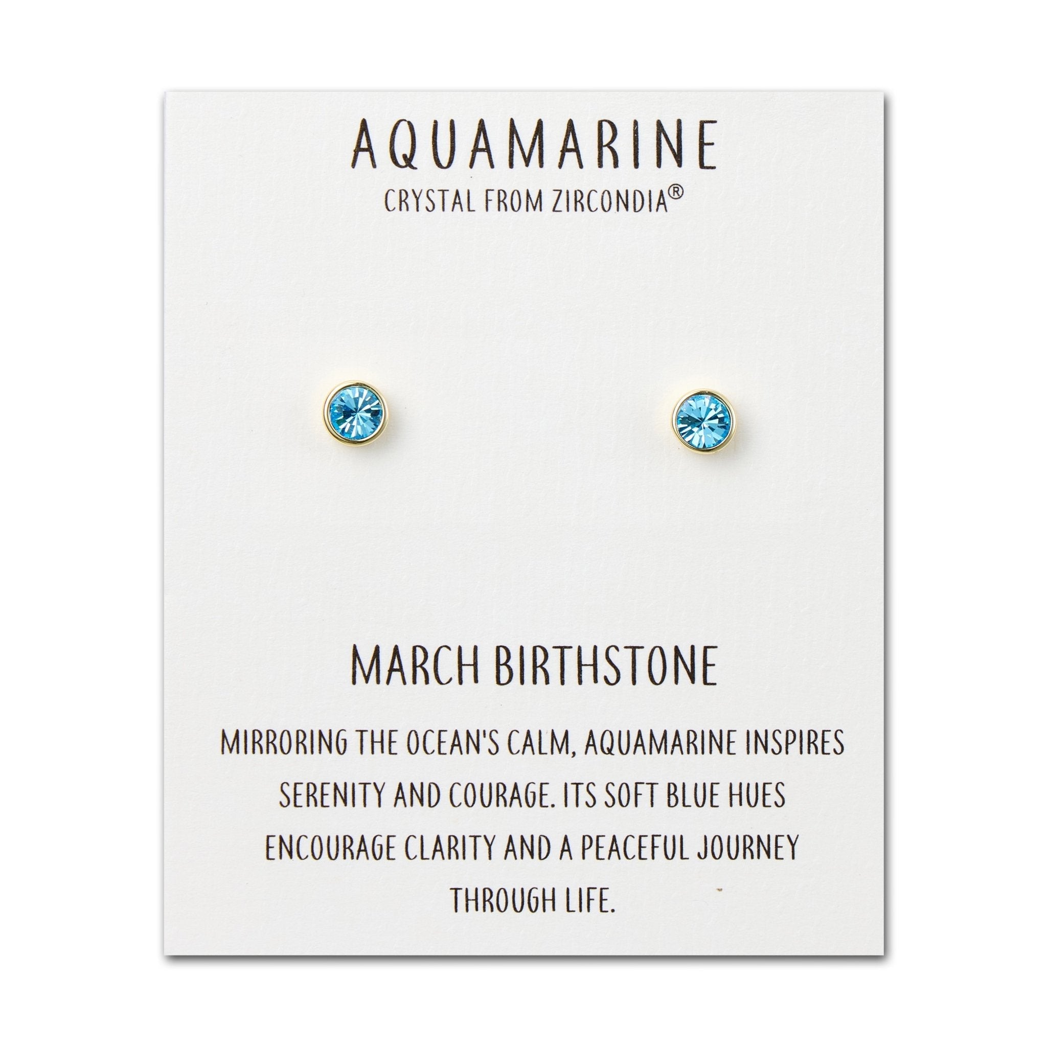Gold Plated March (Aquamarine) Birthstone Earrings Created with Zircondia® Crystals