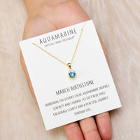 Gold Plated March (Aquamarine) Birthstone Necklace Created with Zircondia® Crystals