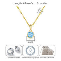 Gold Plated March (Aquamarine) Birthstone Necklace Created with Zircondia® Crystals