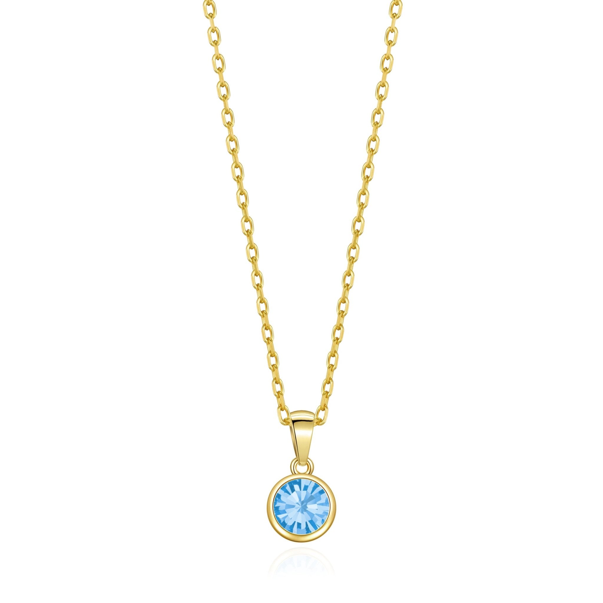 Gold Plated March (Aquamarine) Birthstone Necklace Created with Zircondia® Crystals