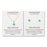 Gold Plated March (Aquamarine) Birthstone Necklace & Earrings Set Created with Zircondia® Crystals