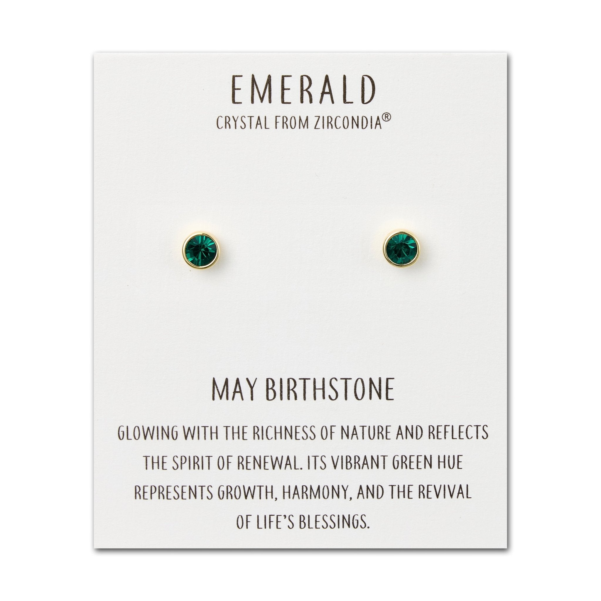 Gold Plated May (Emerald) Birthstone Earrings Created with Zircondia® Crystals