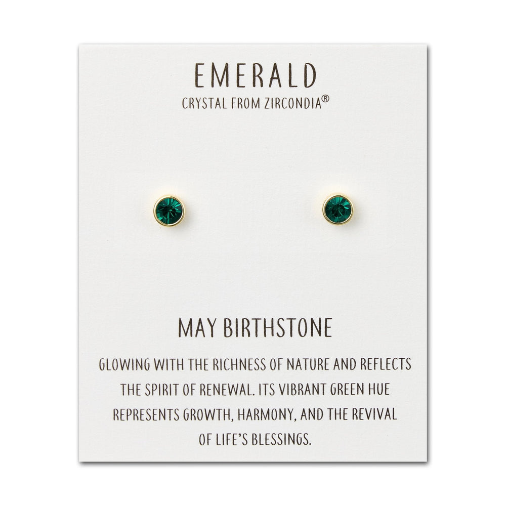 Gold Plated May (Emerald) Birthstone Earrings Created with Zircondia® Crystals