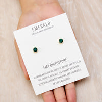 Gold Plated May (Emerald) Birthstone Earrings Created with Zircondia® Crystals