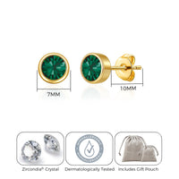 Gold Plated May (Emerald) Birthstone Earrings Created with Zircondia® Crystals