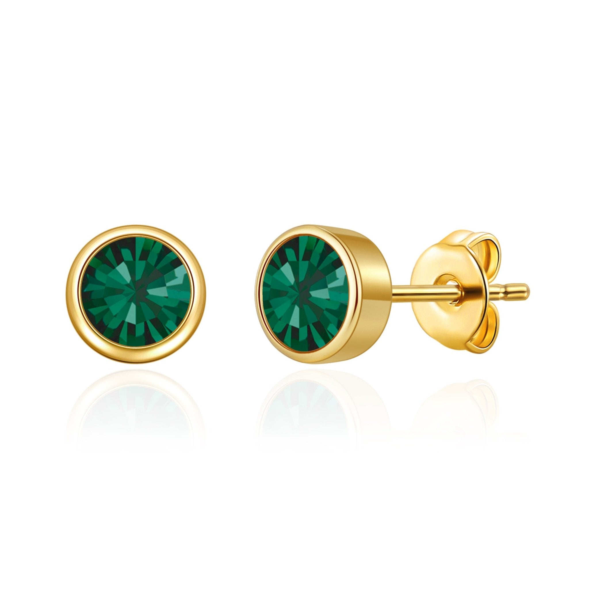 Gold Plated May (Emerald) Birthstone Earrings Created with Zircondia® Crystals