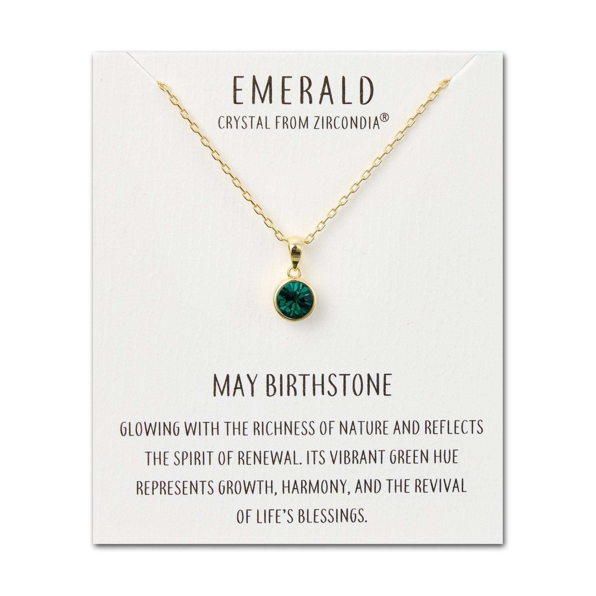 Gold Plated May (Emerald) Birthstone Necklace Created with Zircondia® Crystals