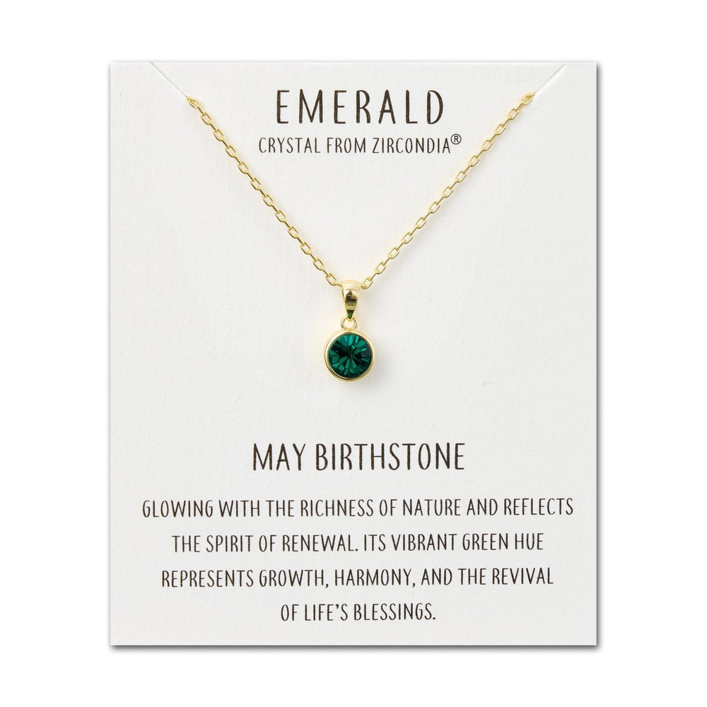 Gold Plated May (Emerald) Birthstone Necklace Created with Zircondia® Crystals