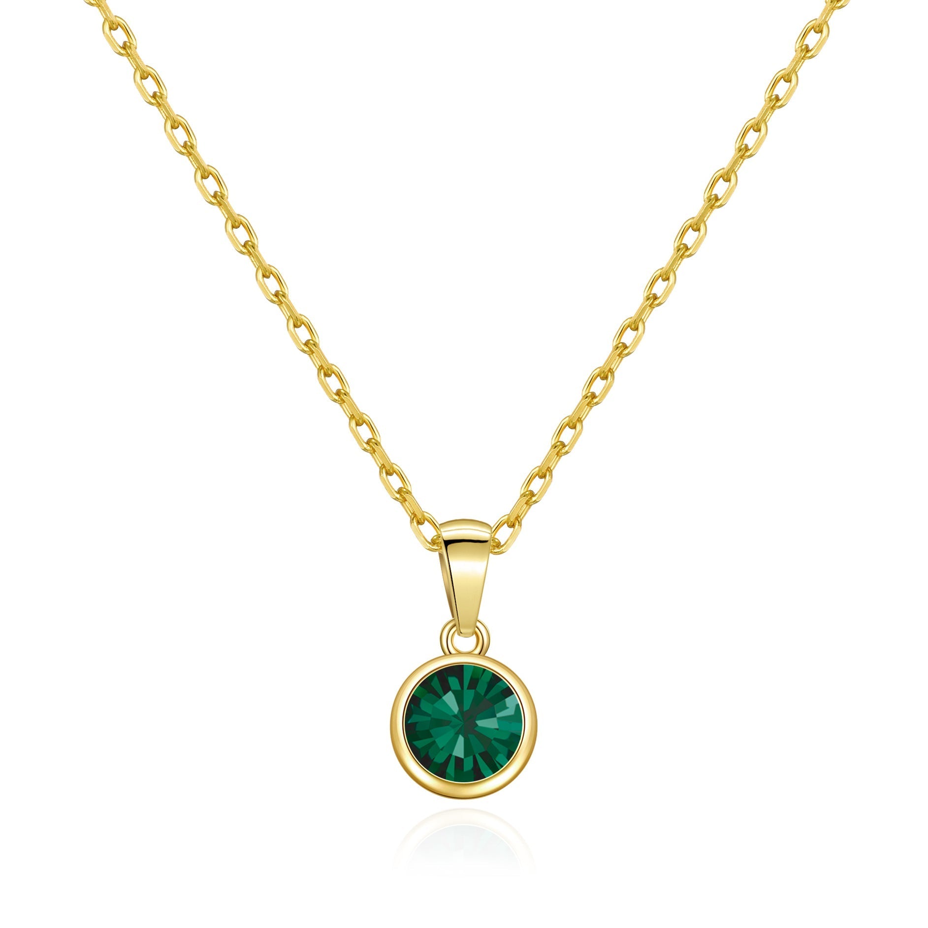 Gold Plated May (Emerald) Birthstone Necklace Created with Zircondia® Crystals