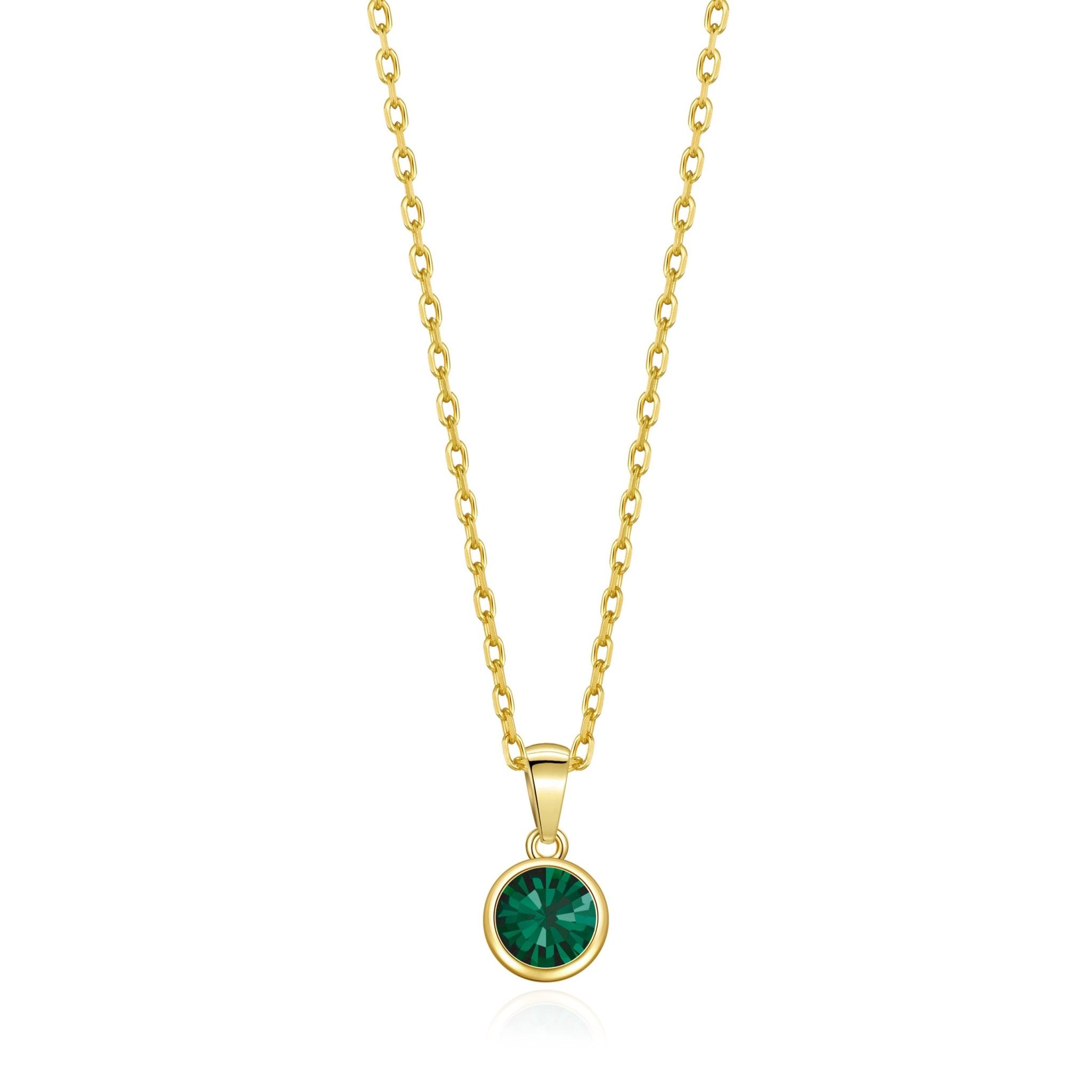 Gold Plated May (Emerald) Birthstone Necklace Created with Zircondia® Crystals