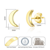 Gold Plated Moon Stud Earrings