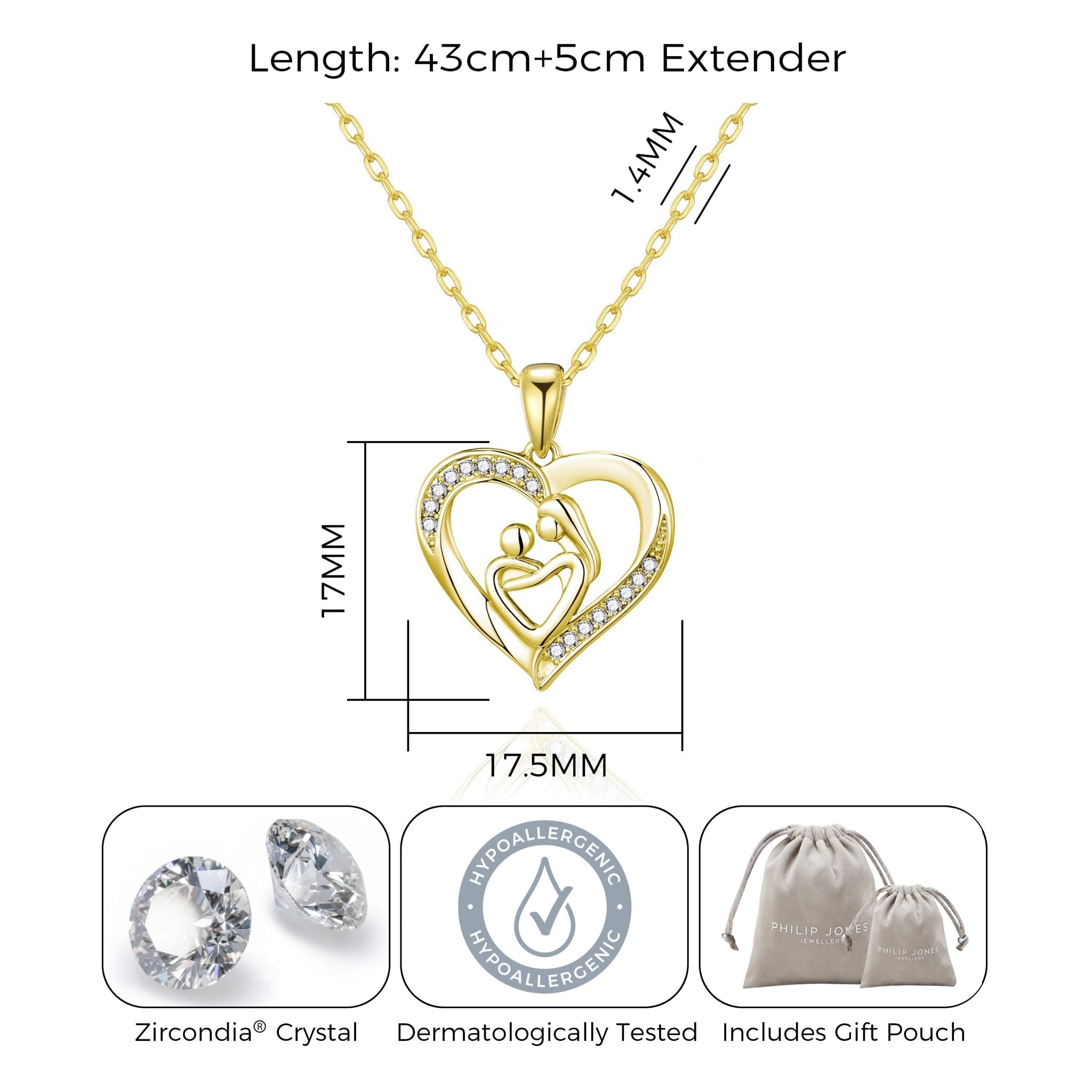 Gold Plated Mother And Child Necklace Created with Zircondia® Crystals
