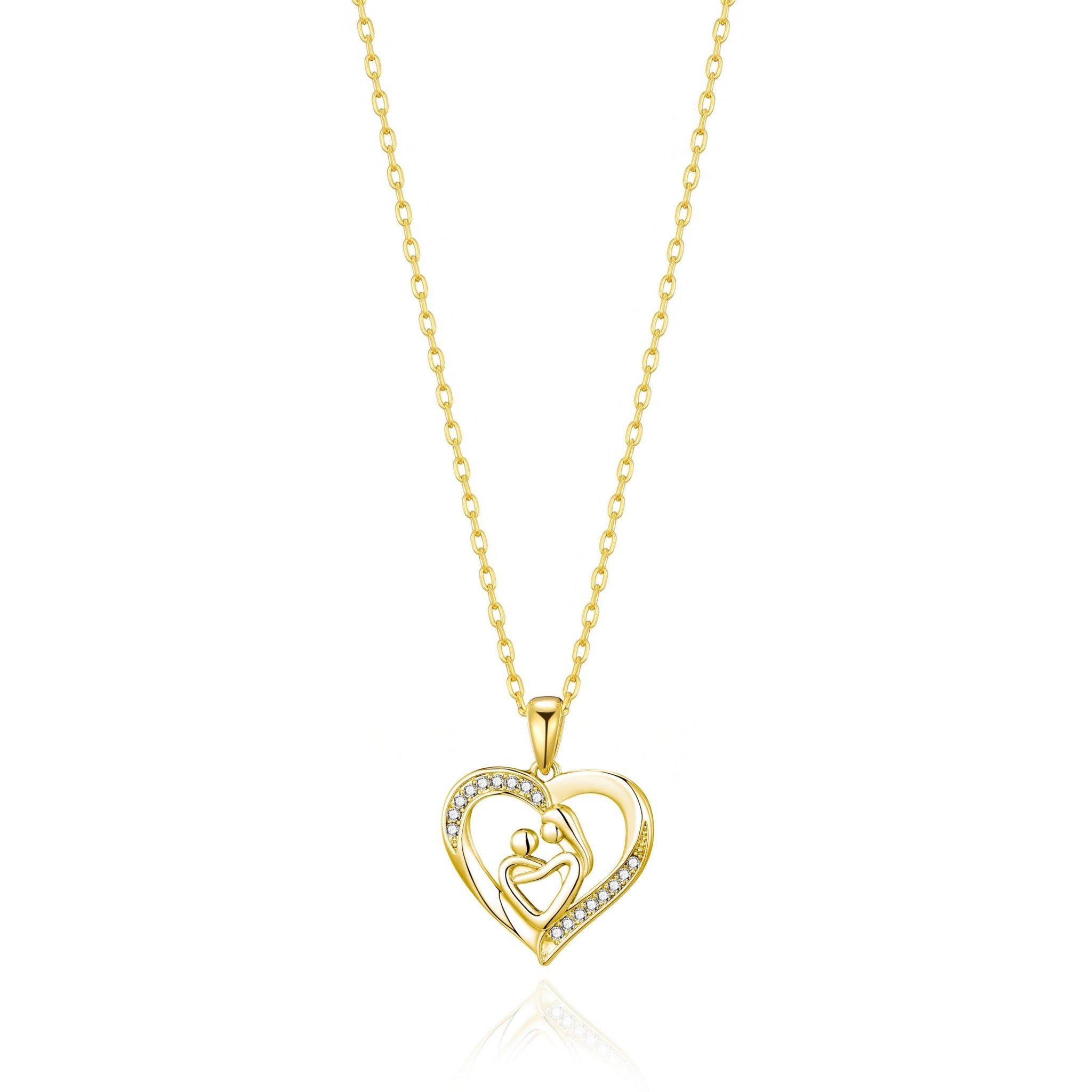 Gold Plated Mother And Child Necklace Created with Zircondia® Crystals