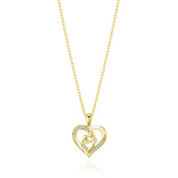 Gold Plated Mother And Child Necklace Created with Zircondia® Crystals