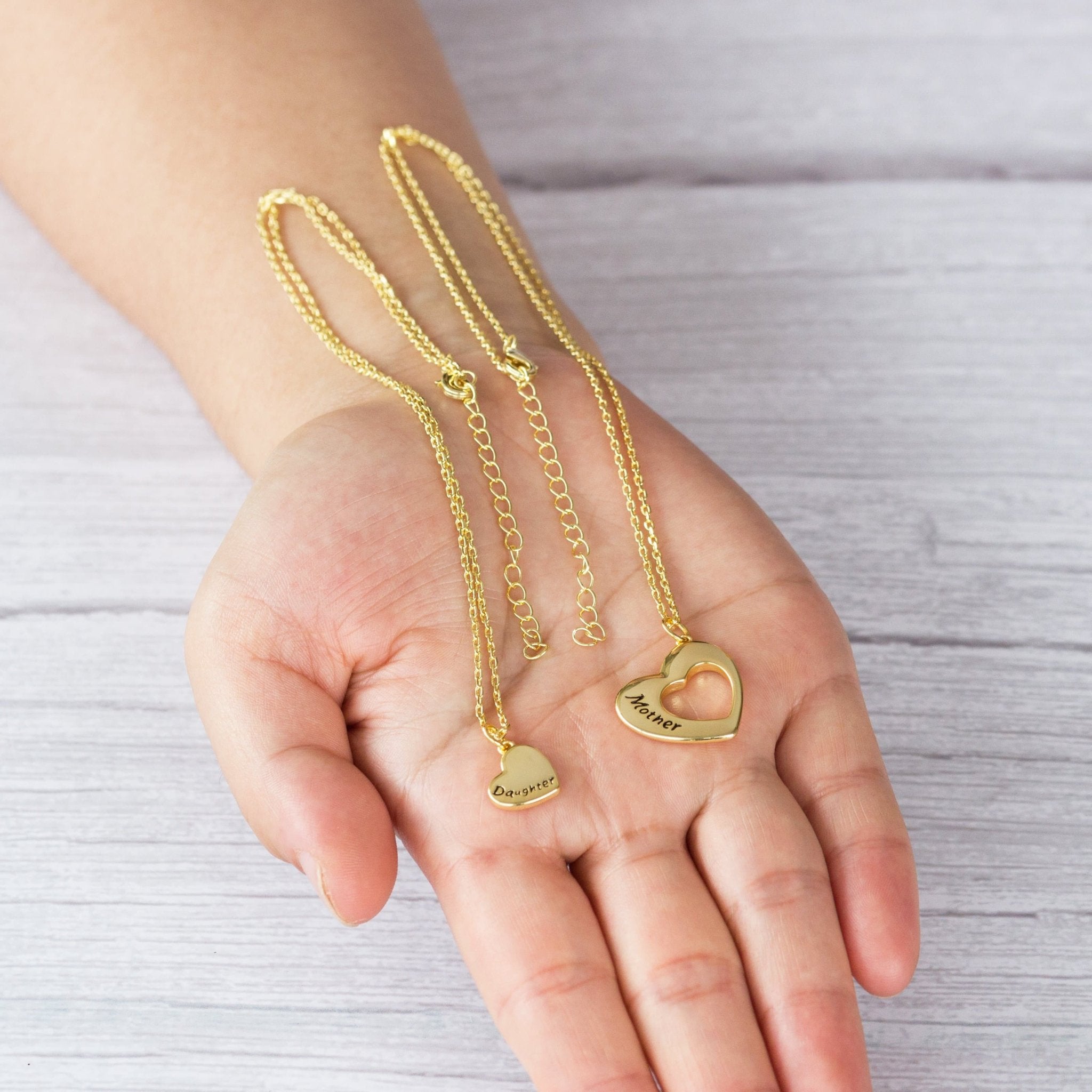 Gold Plated Mother and Daughter Necklace Set