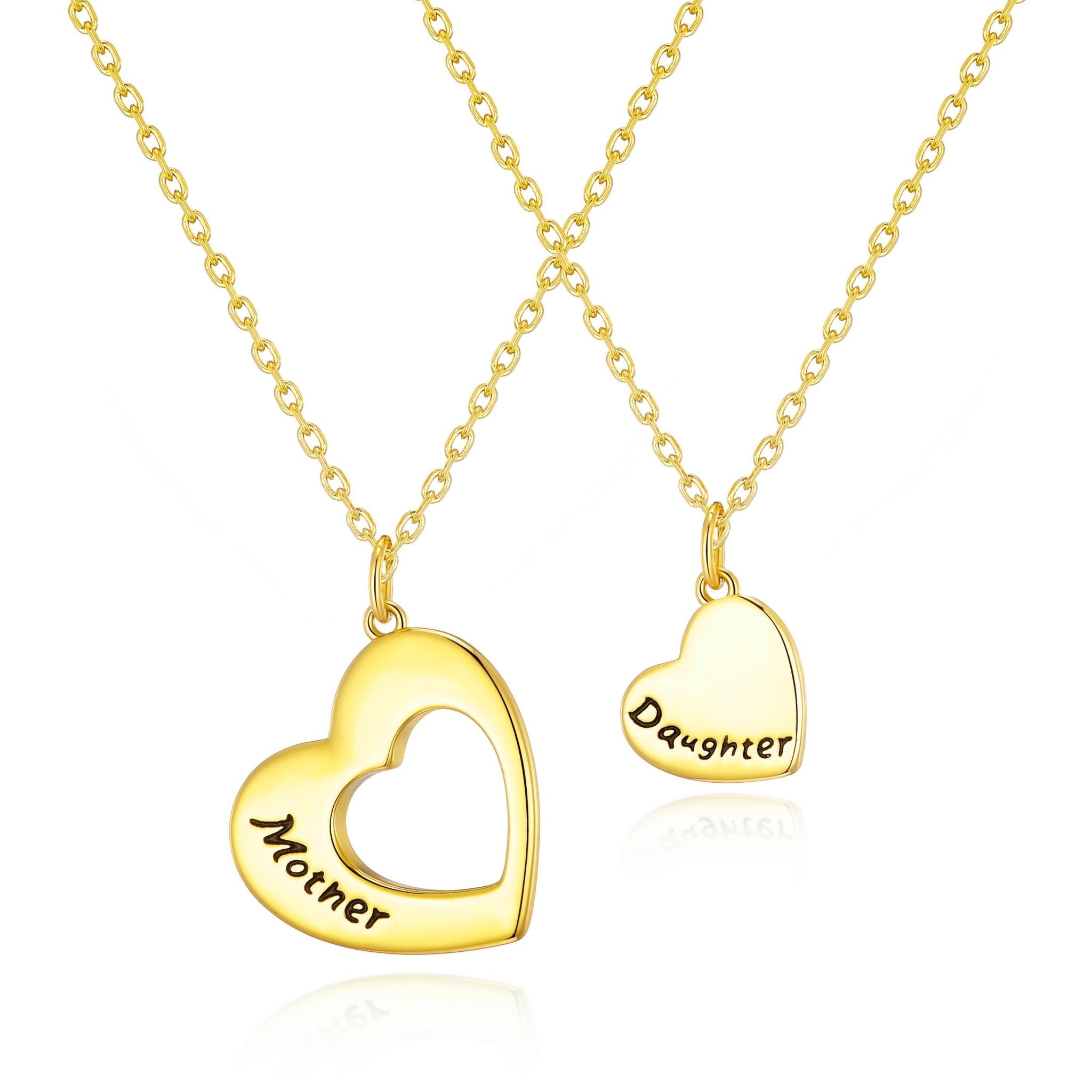 Gold Plated Mother and Daughter Necklace Set with Quote Card