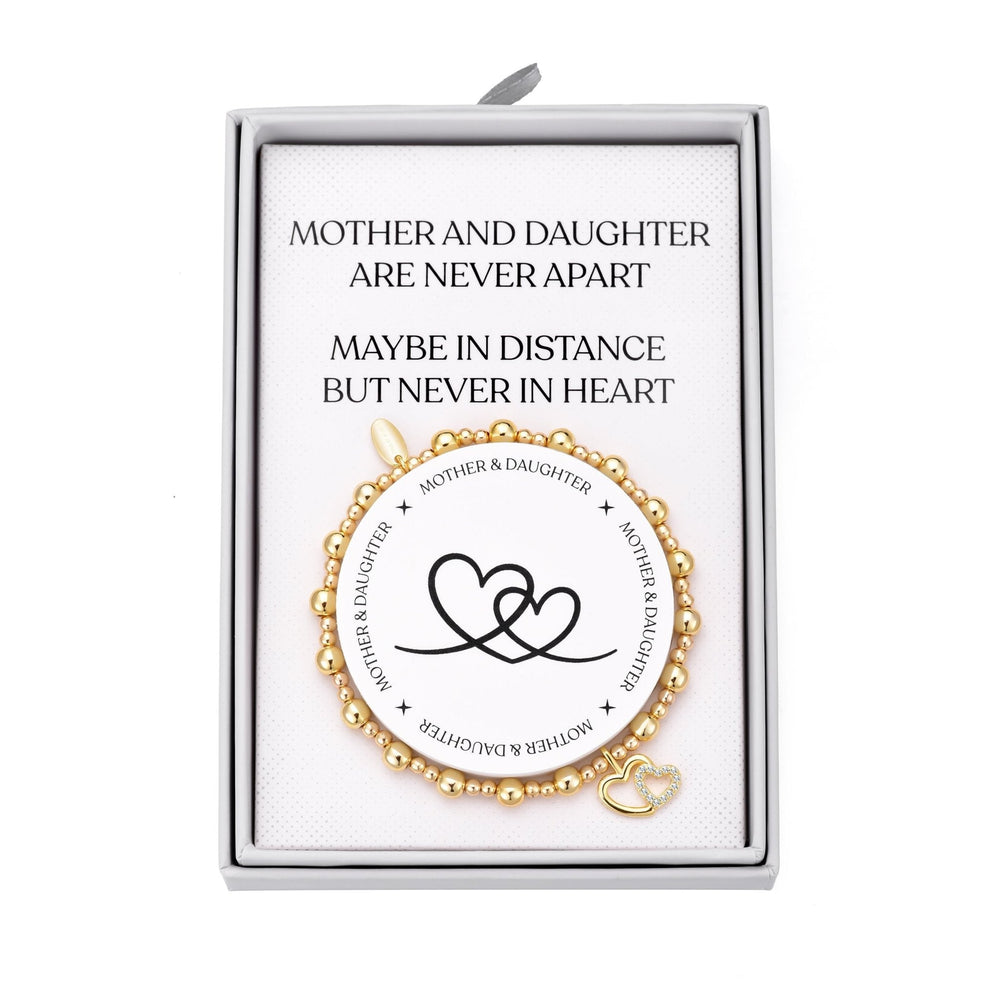 Gold Plated Mother and Daughter Quote Stretch Bracelet with Gift Box