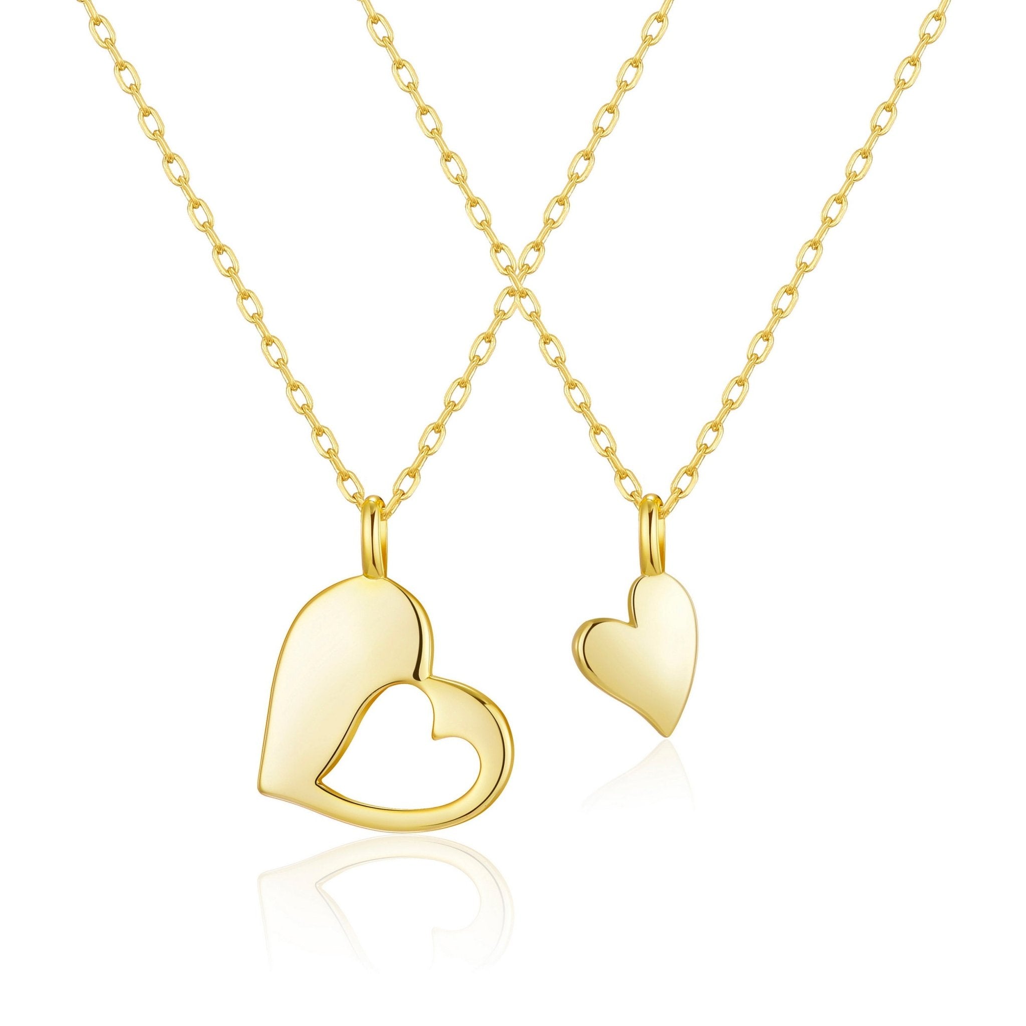 Gold Plated Mother Daughter Piece of My Heart Necklace Set