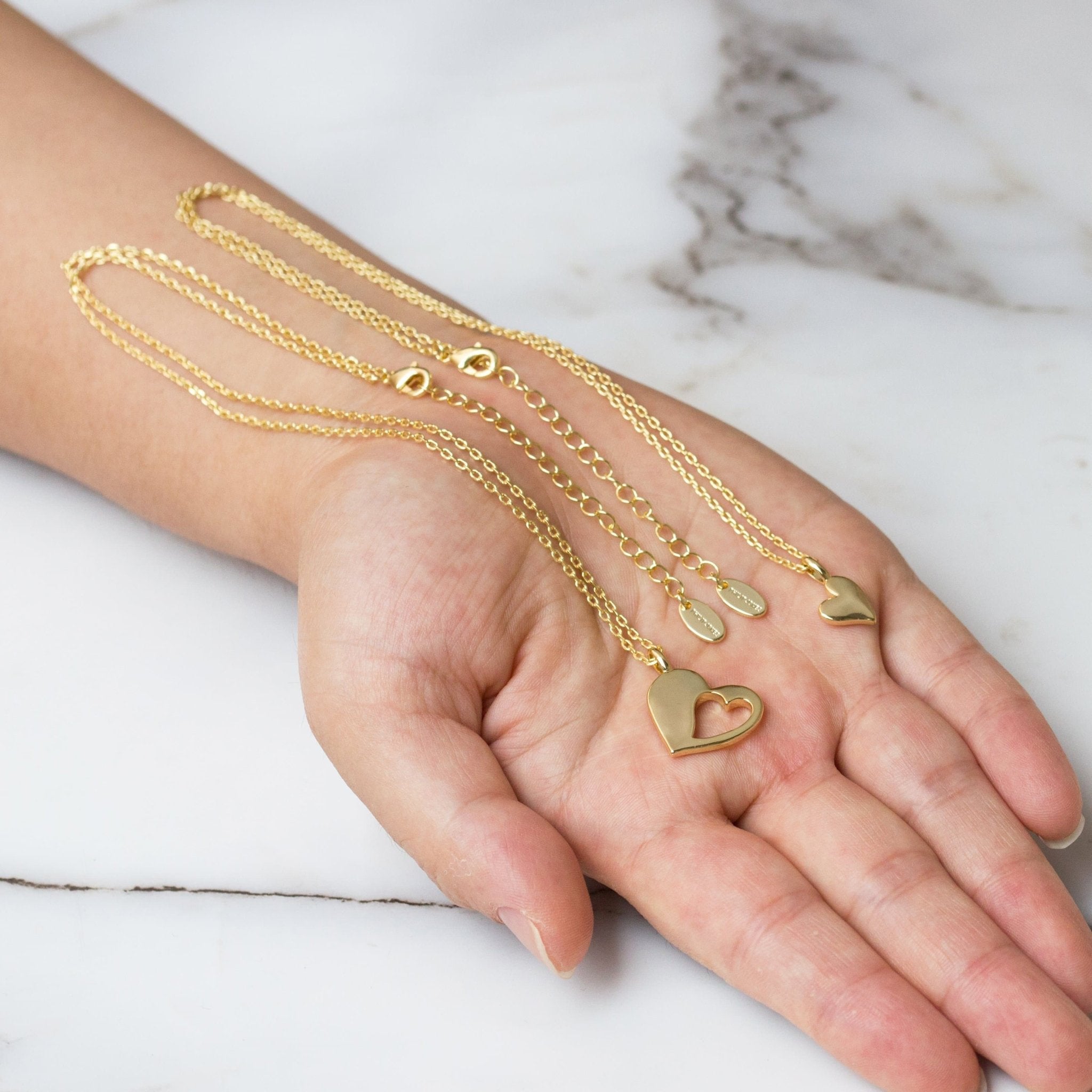 Gold Plated Mother Daughter Piece of My Heart Necklace Set