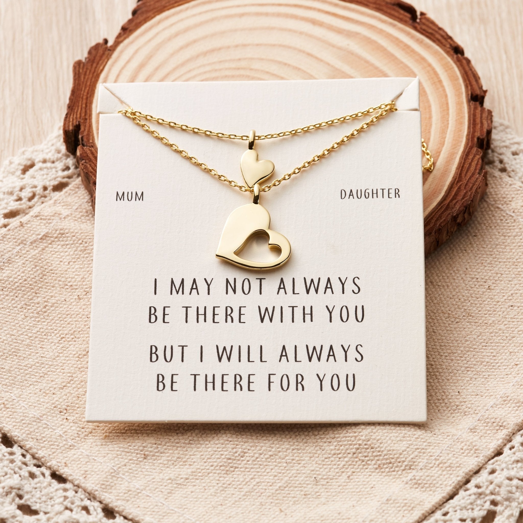 Gold Plated Mother Daughter Piece of My Heart Necklace Set