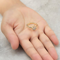 Gold Plated Mother of Pearl Gemstone Adjustable Clover Ring