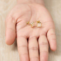 Gold Plated Mother of Pearl Gemstone Clover Earrings