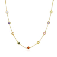 Gold Plated Multi Coloured Crystal Necklace Created with Zircondia® Crystals