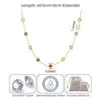 Gold Plated Multi Coloured Crystal Necklace Created with Zircondia® Crystals