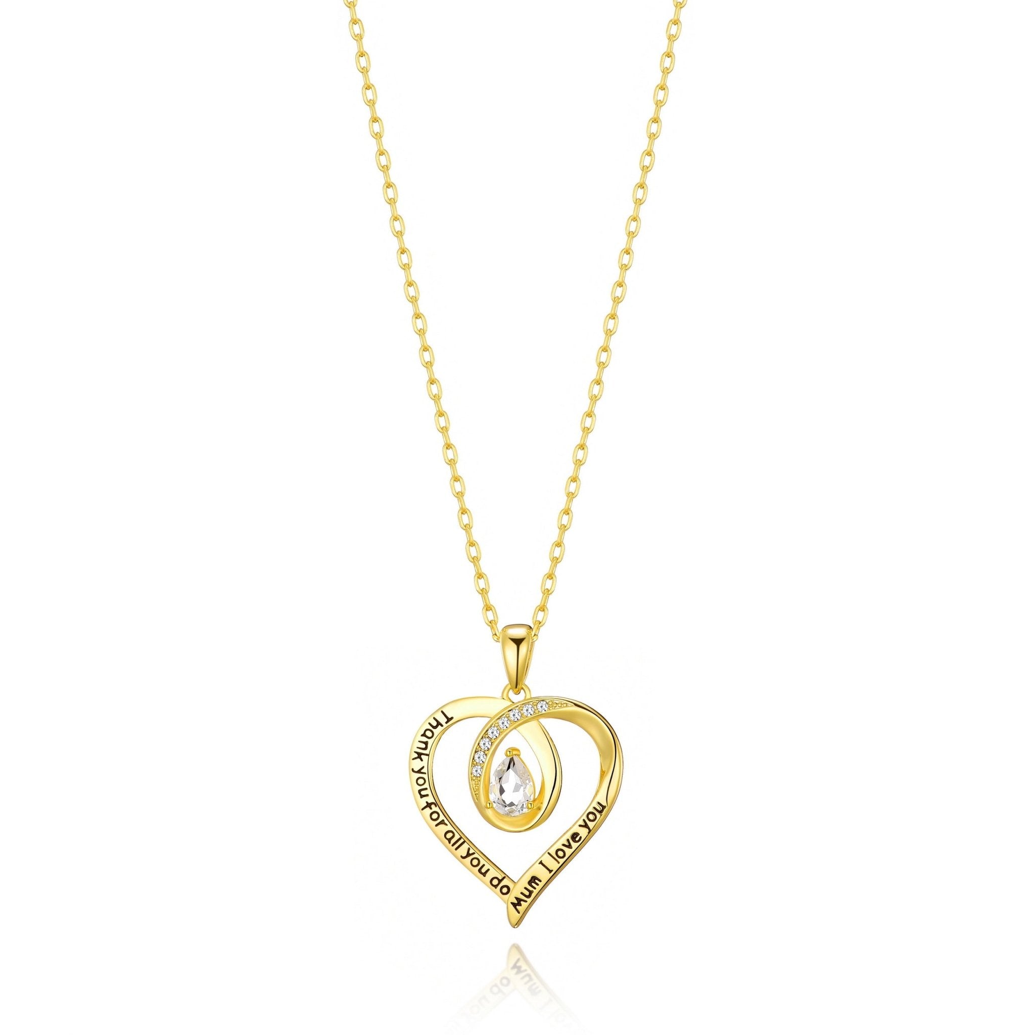 Gold Plated Mum I Love You Quote Necklace Created with Zircondia® Crystals