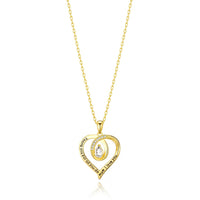 Gold Plated Mum I Love You Quote Necklace Created with Zircondia® Crystals