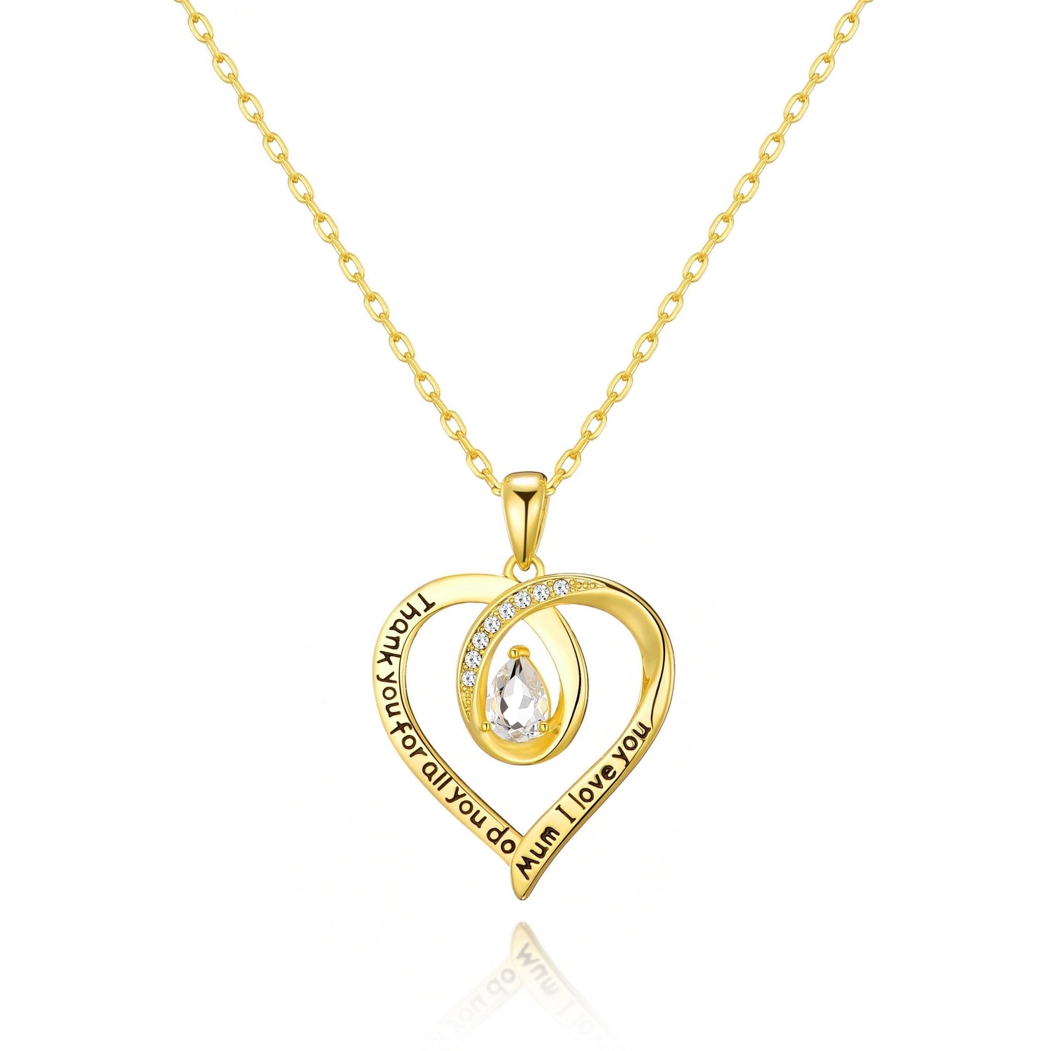 Gold Plated Mum I Love You Quote Necklace Created with Zircondia® Crystals