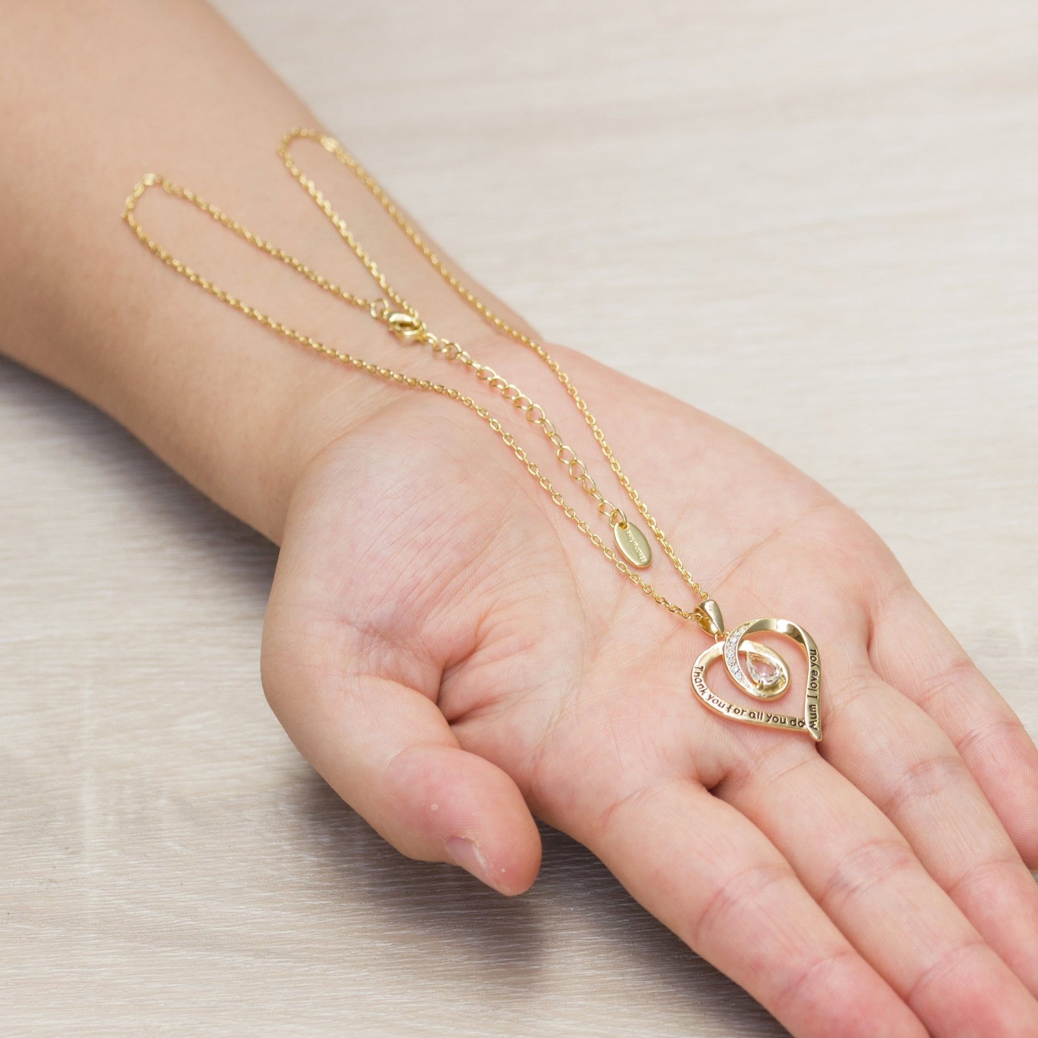 Gold Plated Mum I Love You Quote Necklace Created with Zircondia® Crystals