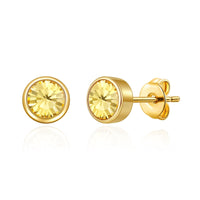 Gold Plated November (Topaz) Birthstone Earrings Created with Zircondia® Crystals