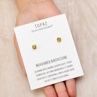 Gold Plated November (Topaz) Birthstone Earrings Created with Zircondia® Crystals