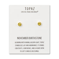 Gold Plated November (Topaz) Birthstone Earrings Created with Zircondia® Crystals