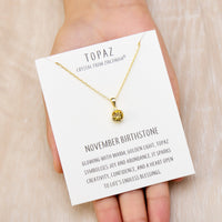 Gold Plated November (Topaz) Birthstone Necklace Created with Zircondia® Crystals