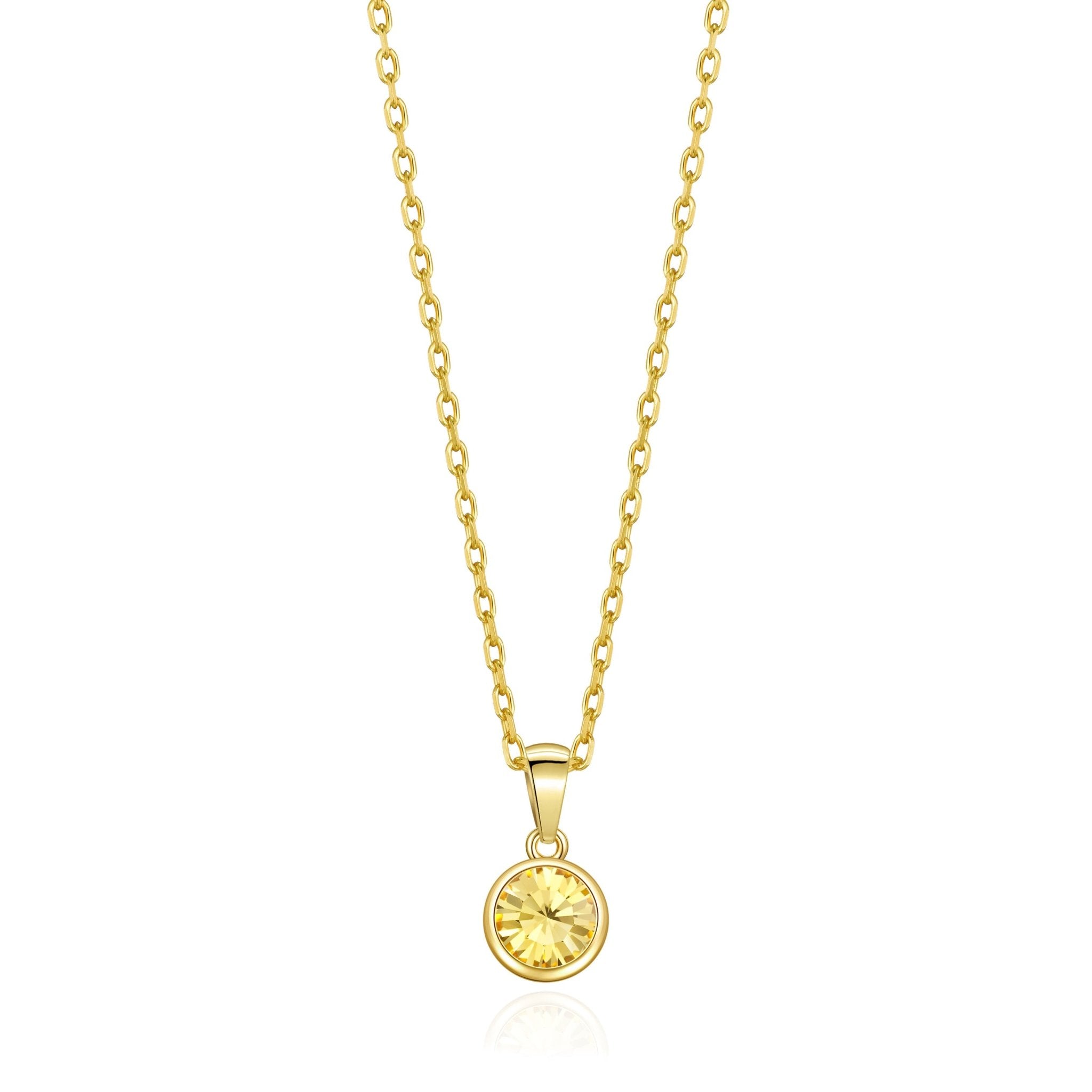 Gold Plated November (Topaz) Birthstone Necklace Created with Zircondia® Crystals