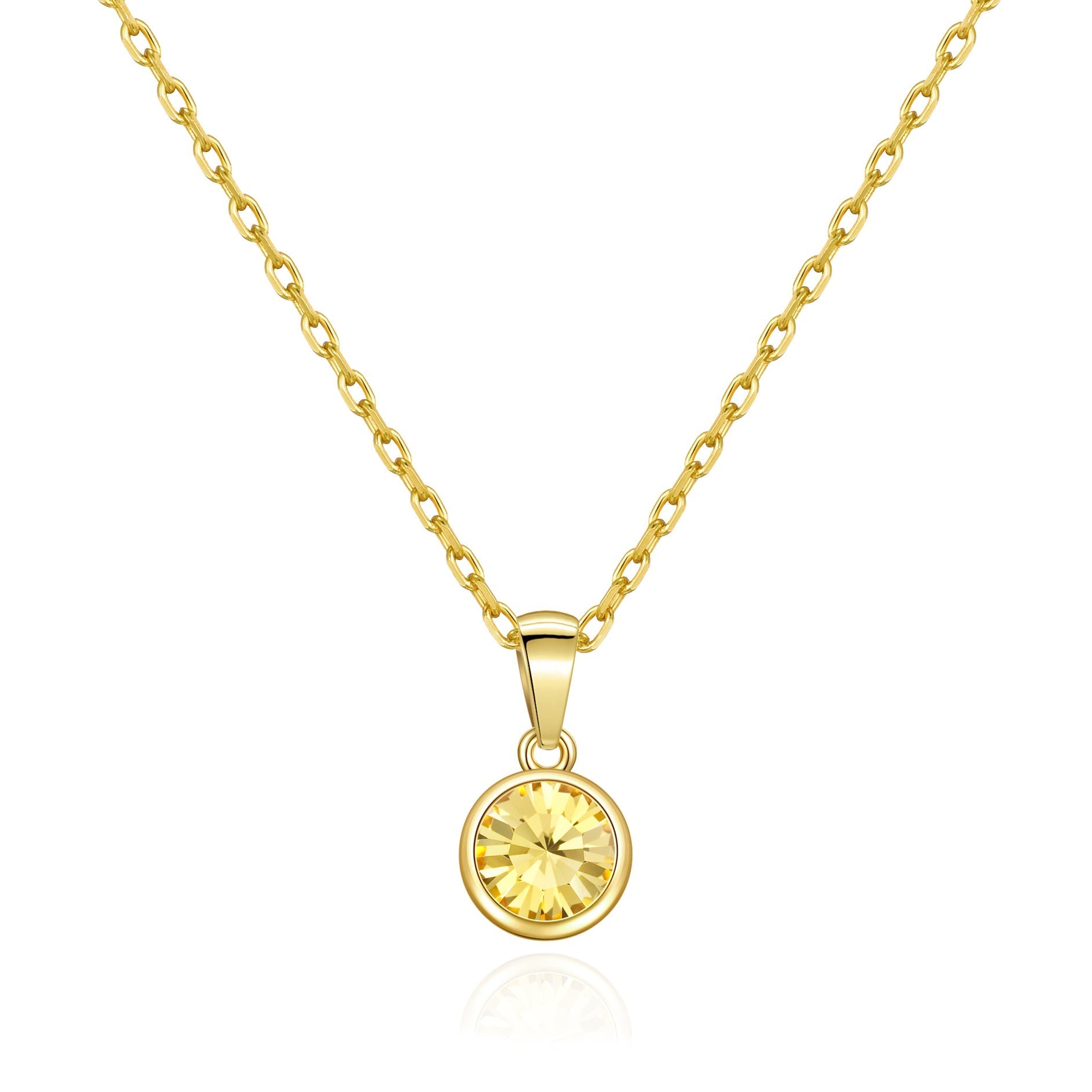 Gold Plated November (Topaz) Birthstone Necklace Created with Zircondia® Crystals