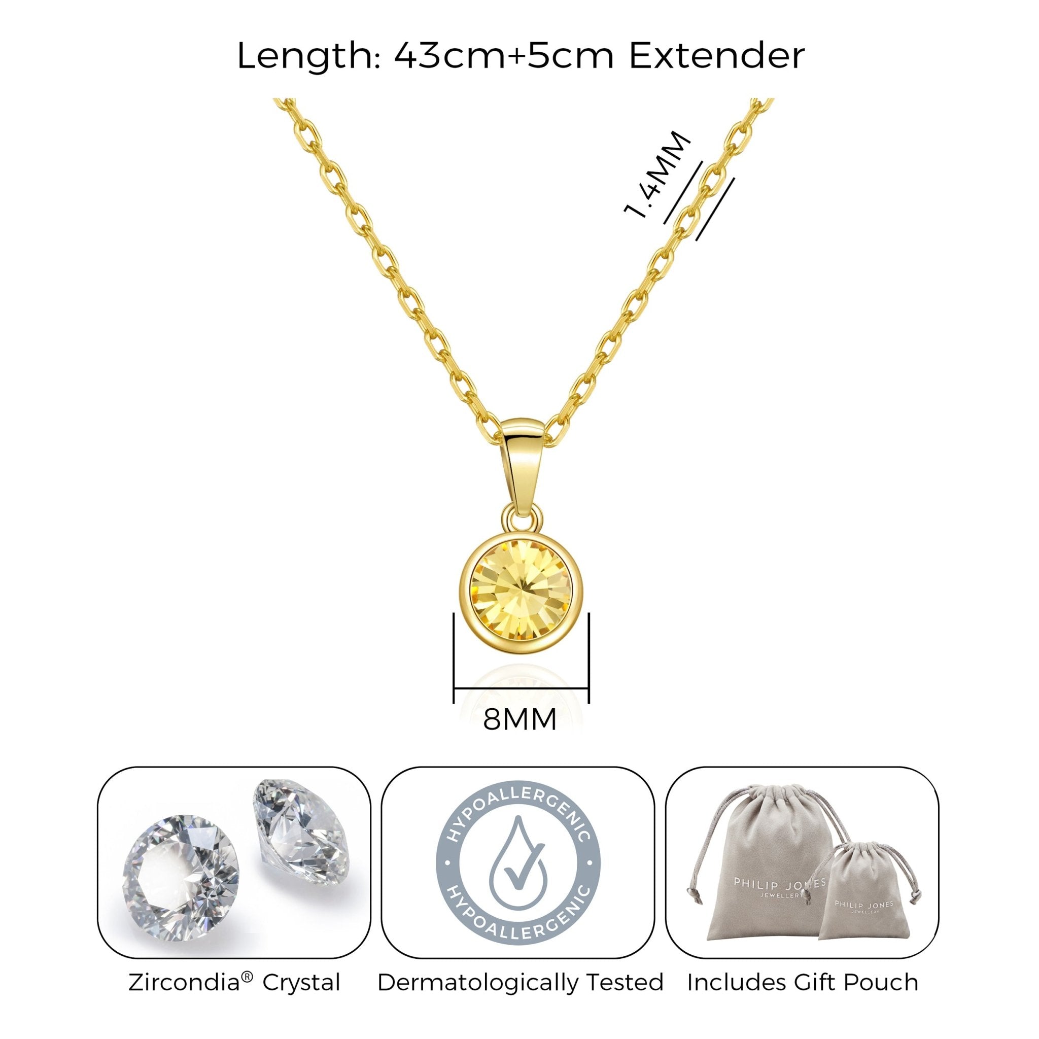 Gold Plated November (Topaz) Birthstone Necklace Created with Zircondia® Crystals