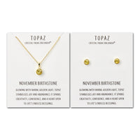 Gold Plated November (Topaz) Birthstone Necklace & Earrings Set Created with Zircondia® Crystals