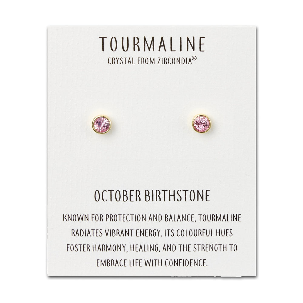 Gold Plated October (Tourmaline) Birthstone Earrings Created with Zircondia® Crystals