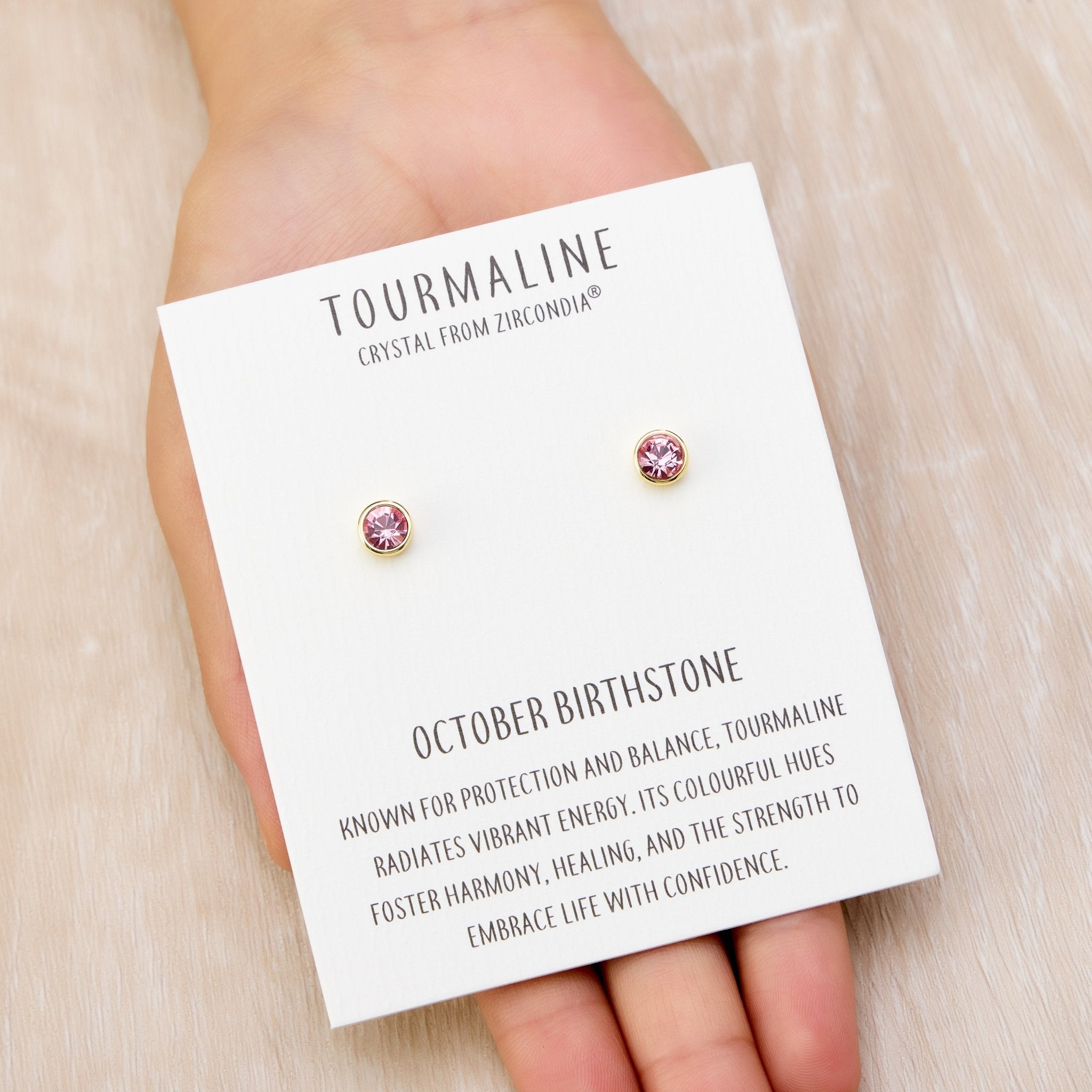 Gold Plated October (Tourmaline) Birthstone Earrings Created with Zircondia® Crystals