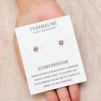Gold Plated October (Tourmaline) Birthstone Earrings Created with Zircondia® Crystals