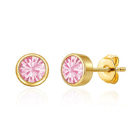 Gold Plated October (Tourmaline) Birthstone Earrings Created with Zircondia® Crystals