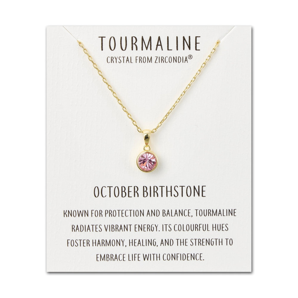 Gold Plated October (Tourmaline) Birthstone Necklace Created with Zircondia® Crystals