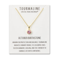 Gold Plated October (Tourmaline) Birthstone Necklace Created with Zircondia® Crystals