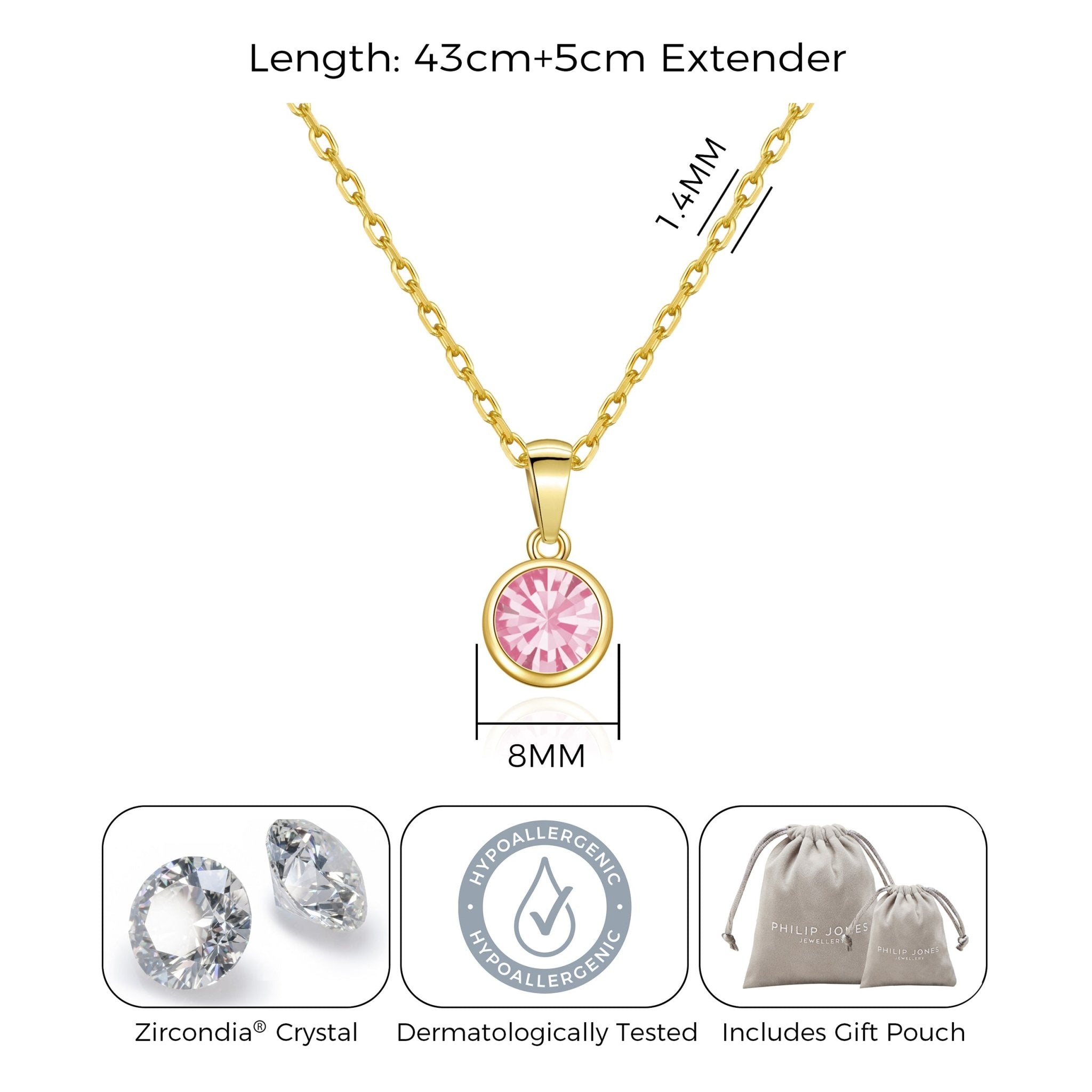Gold Plated October (Tourmaline) Birthstone Necklace Created with Zircondia® Crystals
