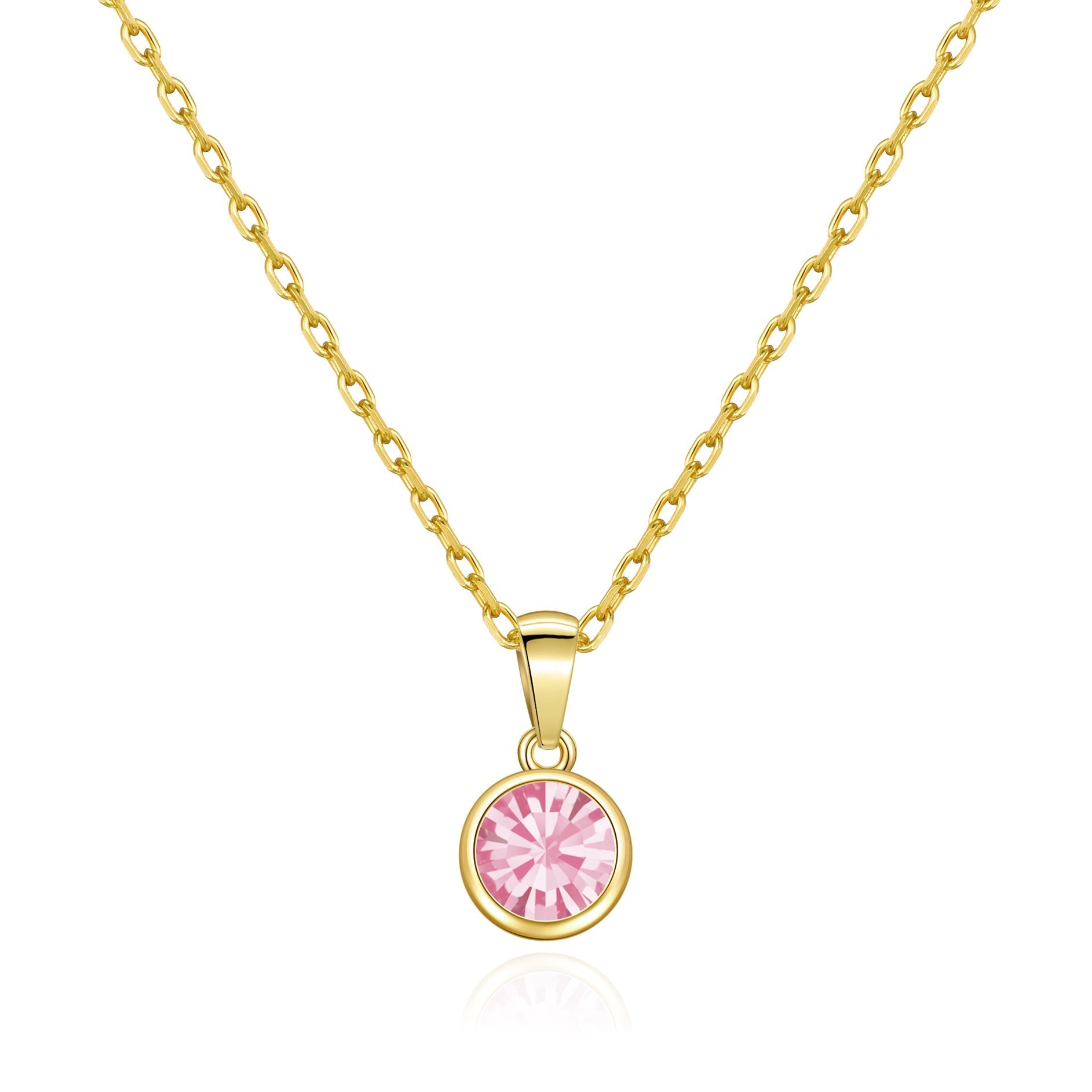 Gold Plated October (Tourmaline) Birthstone Necklace Created with Zircondia® Crystals