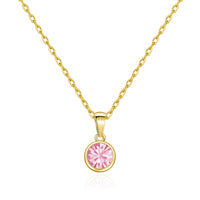 Gold Plated October (Tourmaline) Birthstone Necklace Created with Zircondia® Crystals